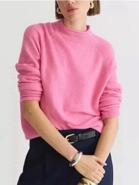 J.Crew Rollneck Supersoft Turtleneck Rollneck Alpaca/ Merino Wool Petunia Pink,M